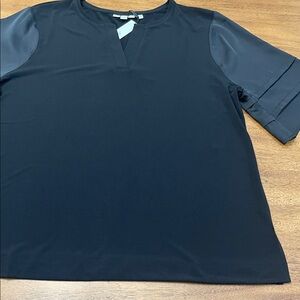 NWT Chico’s Silky Smooth Black Notch Neck Jersey Knit Top Sz 2 Large
